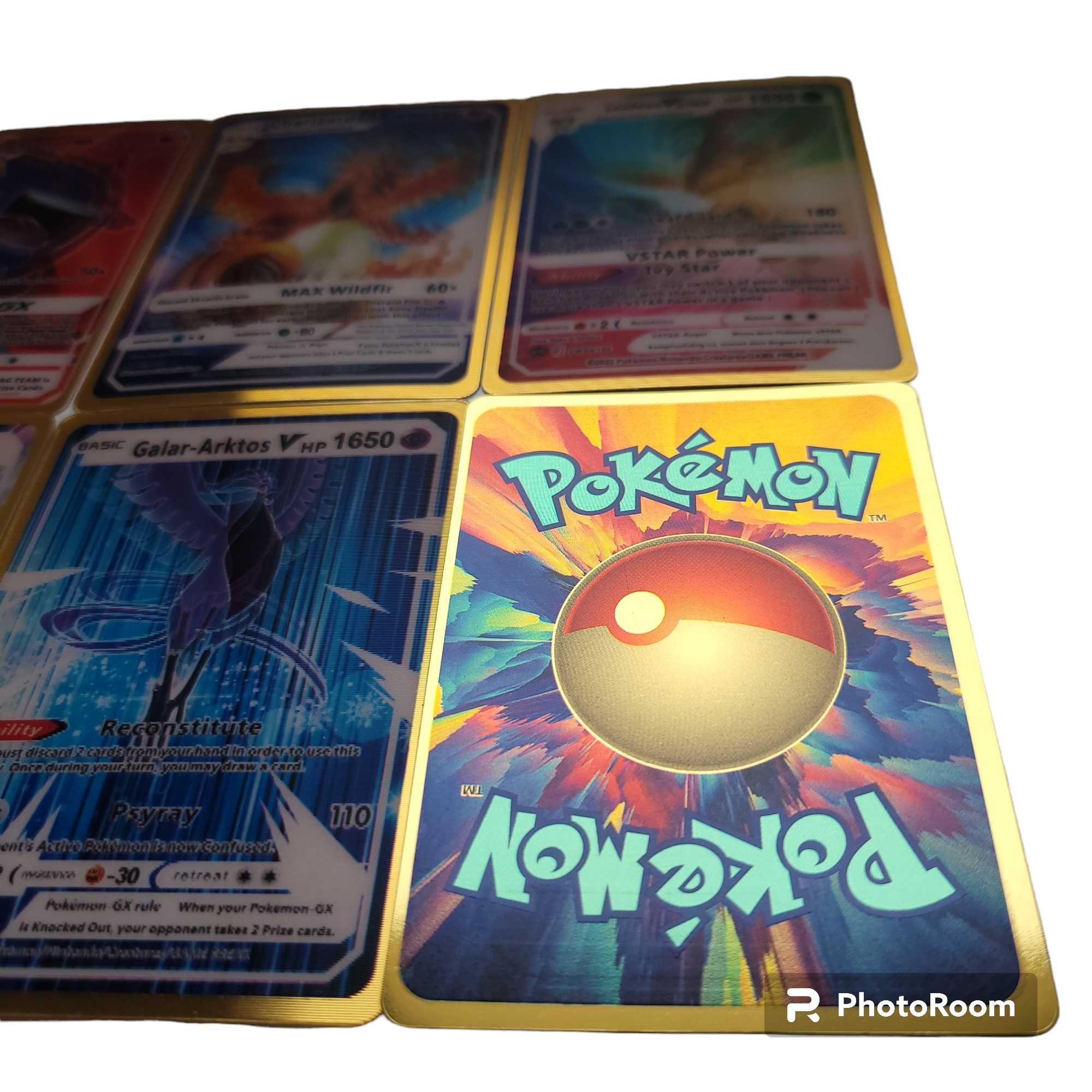 #94 Nowy zestaw Kart Pokemon złote 3D holograficzne 27 szt