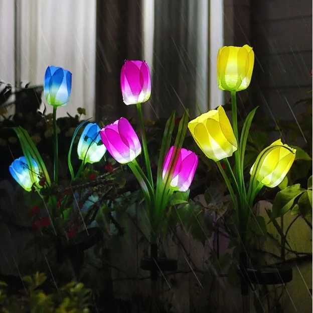 Садовий світильник на сонячній батареї тюльпан фіолетовий
