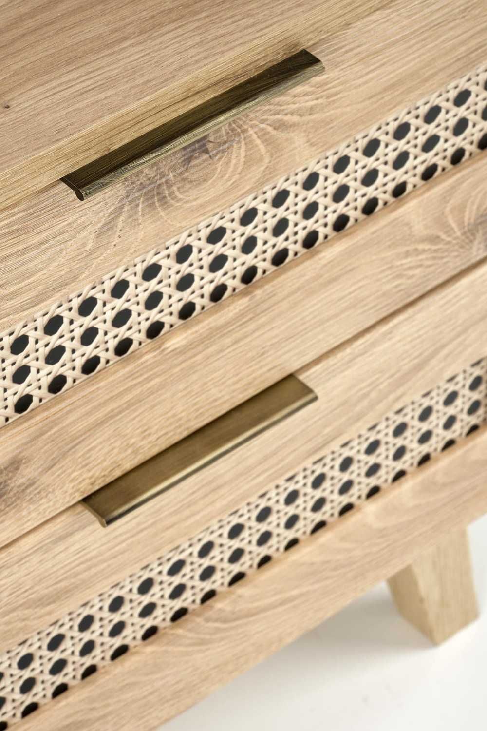 Szafka nocna BORNEO SN-1 plecionka wiedeńska, dąb artisan/czarny