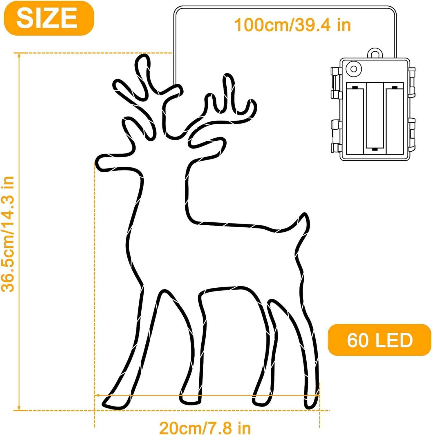 Nowa ozdoba świetlna LED / renifer / lampka / 2szt !1278!