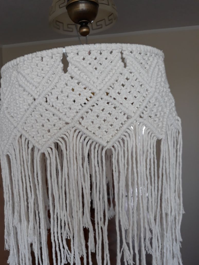 Abażur żyrandol lampa makrama boho rękodzieło,