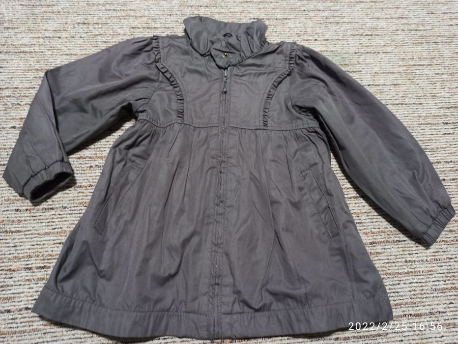 Grafitowy płaszczyk kurtka jesienna wiosenna 98 dla dziewczynki, bdb