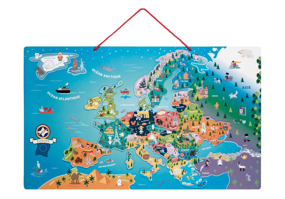 Magnetyczne puzzle mapa Europa dla dzieci 94 magnesy drewno