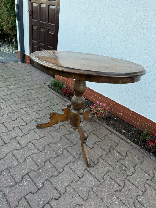 Stol elipsa na 1 nodze stary wysoki