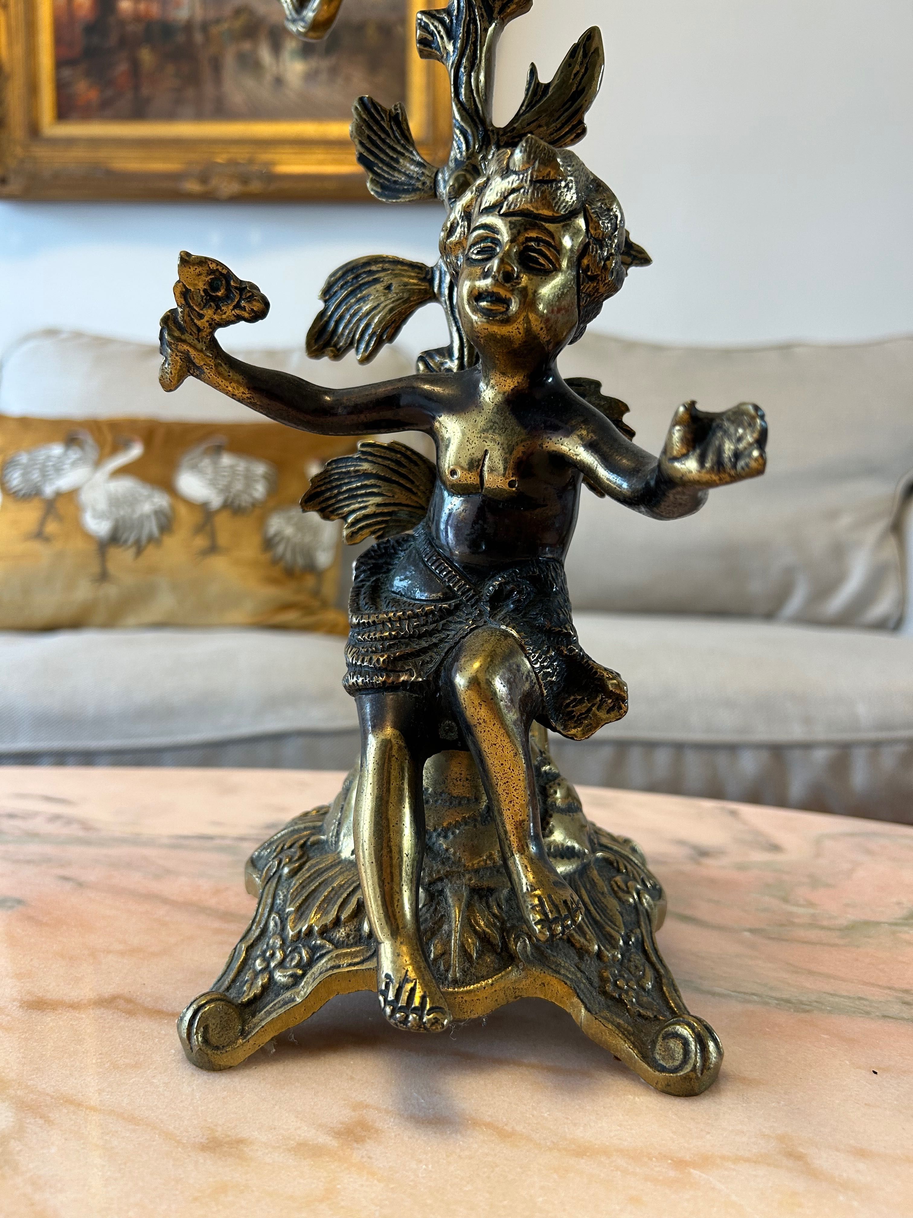 Par de Castiçais XIX bronze/Latão