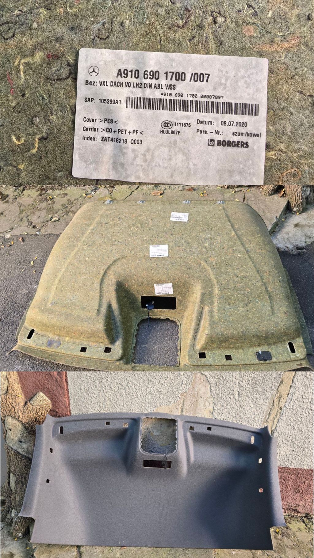 Кузовные детали, бампер,крыша,двери.W907,910 цена за потолок ост. в о
