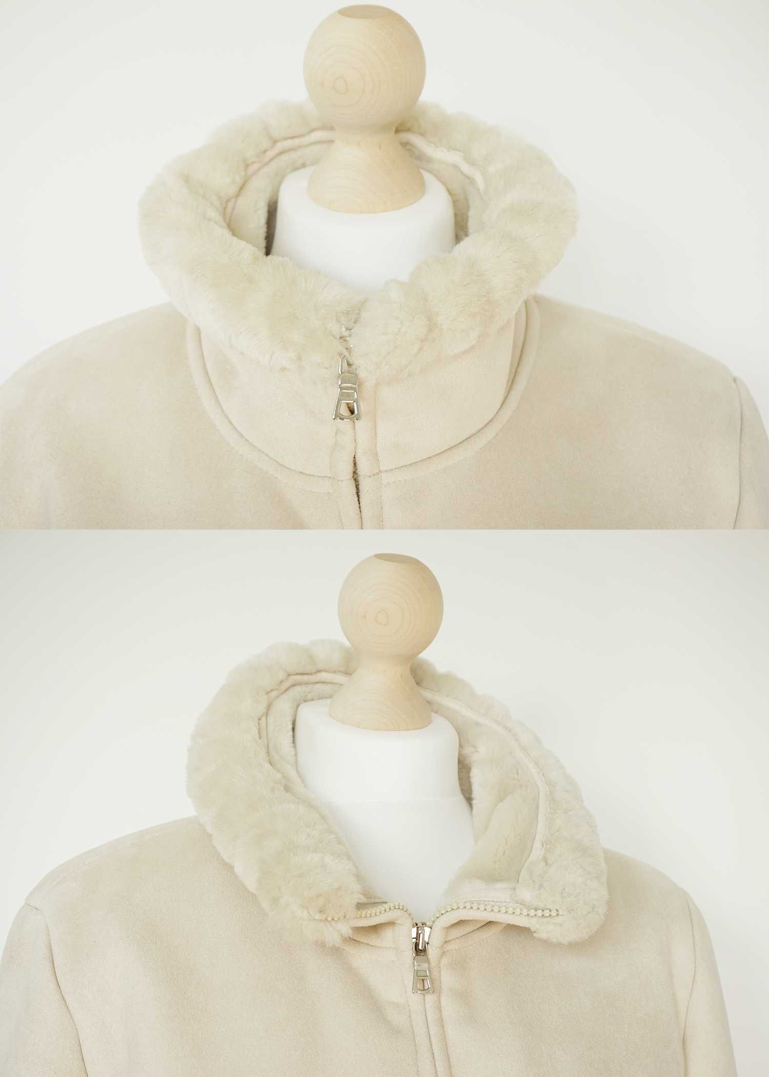 Kremowy beżowy kożuch kożuszek kurtka zimowa z futerkiem Braetan
