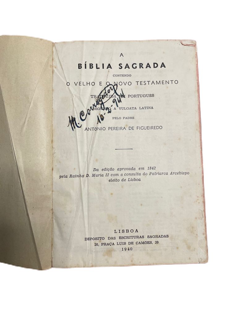 Biblia 1940 antonio pereira de figueiredo