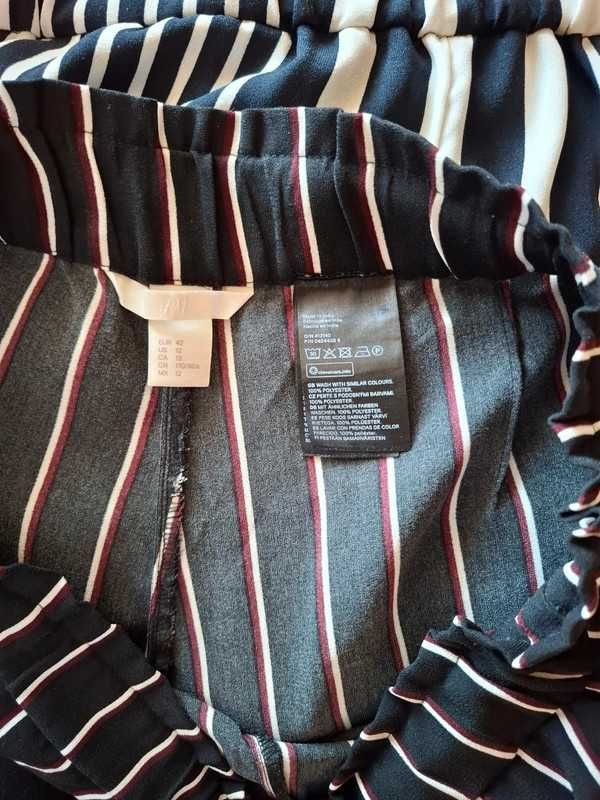 Lekkie zwiewne spodnie na gumkę H&M 42 3 kolory w paski