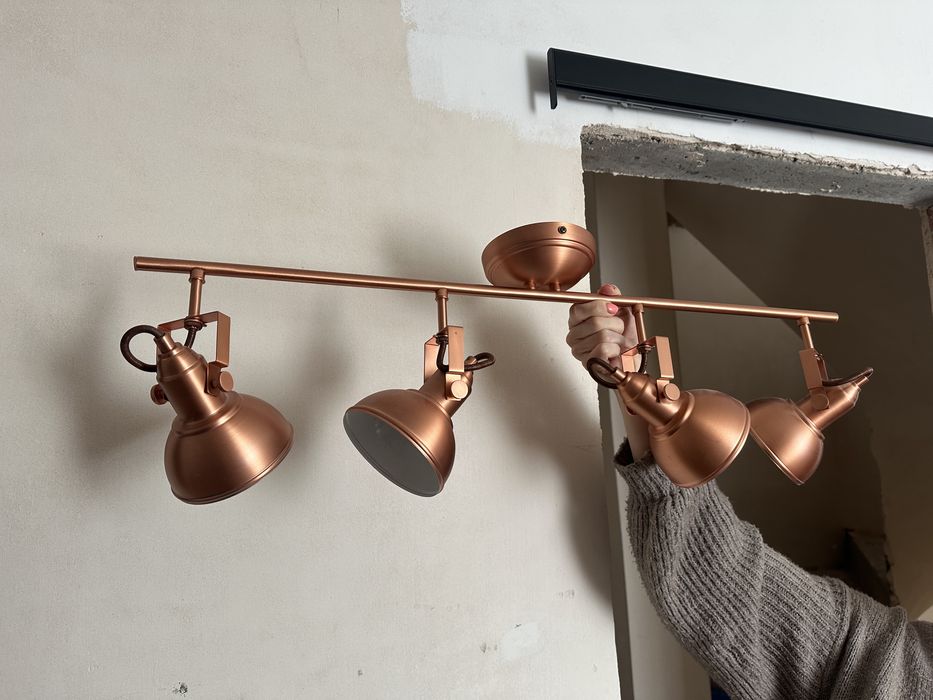 Lampa sufitowa loft / industrial miedziana 4-punktowa