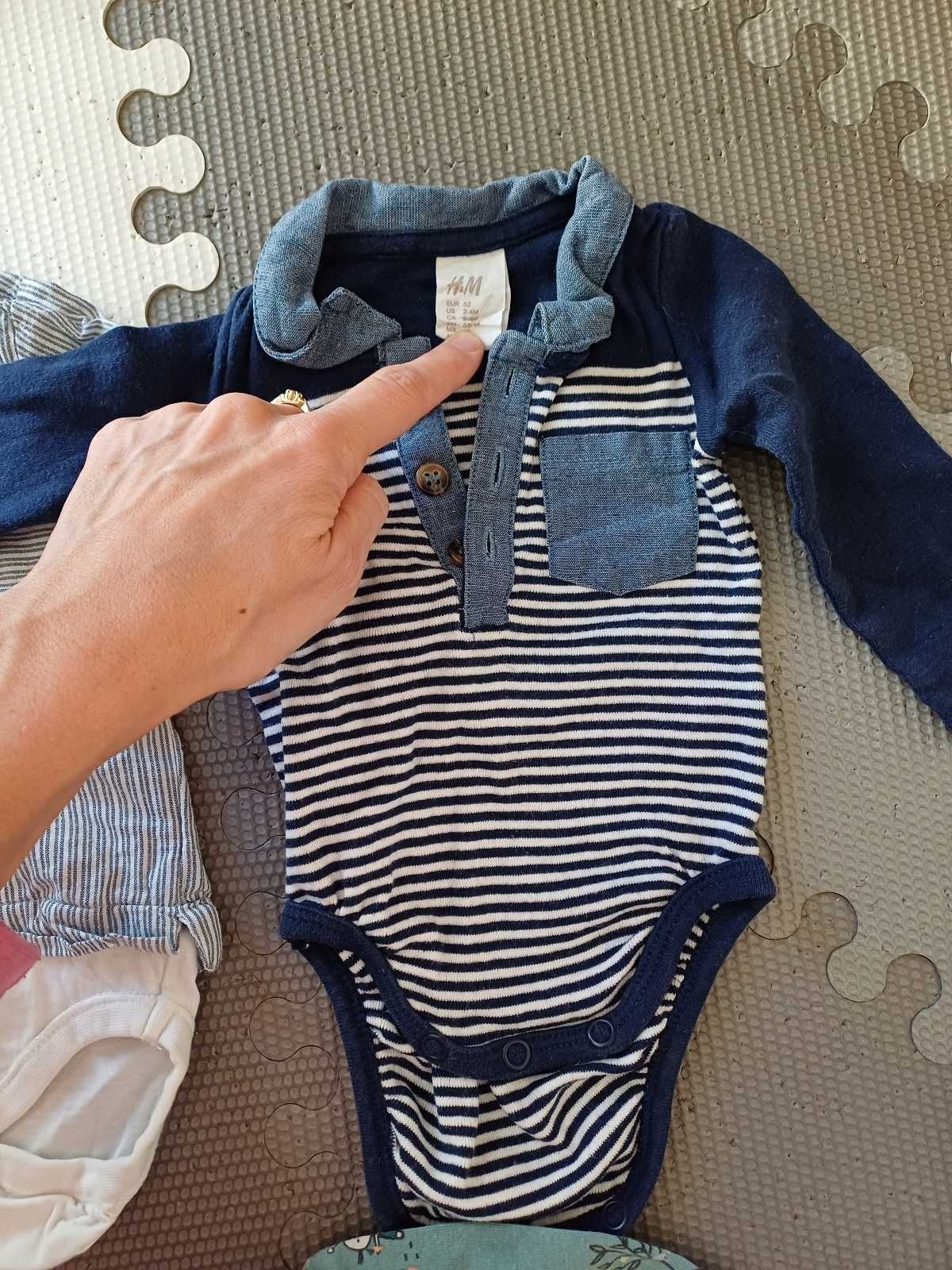 Zestaw body z dlugim rękawem rozm 56 62 dla chłopca  lindex newbie h&m