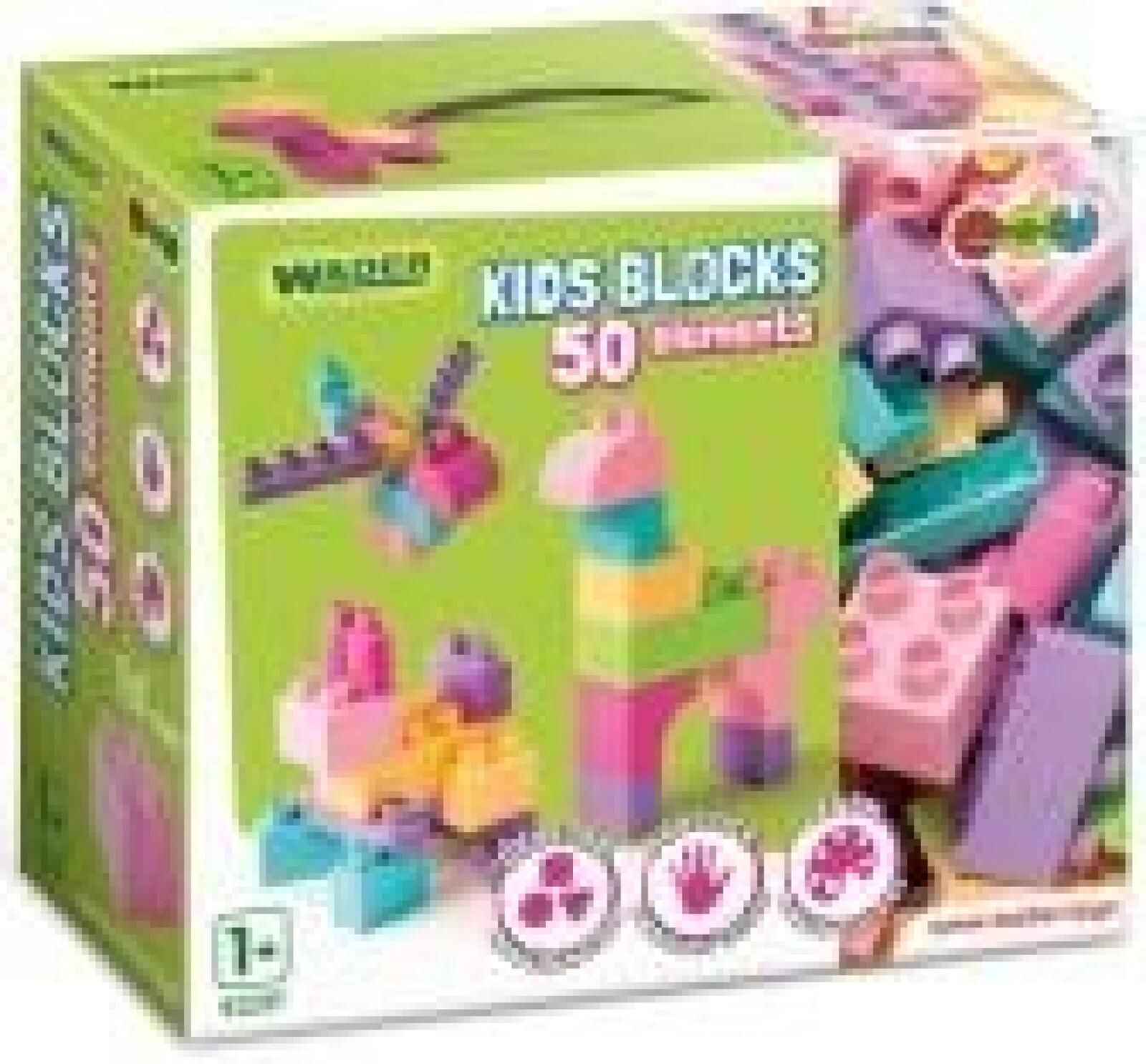 Kids Blocks klocki różowo-fioletowe 50el pudełko,253x299 mm