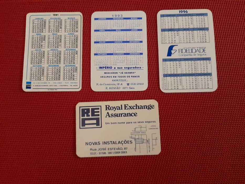 Coleção de Calendários de Bancos e Companhias de Seguros