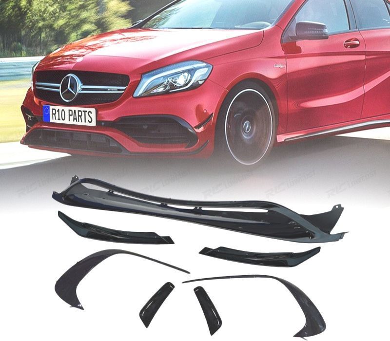 SPOILER LIP FRONTAL MERCEDES CLASE A W176 LOOK AMG A45 15-18