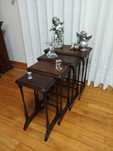 Mesa mãe antiga restaurada estilo inglês em madeira de mogno