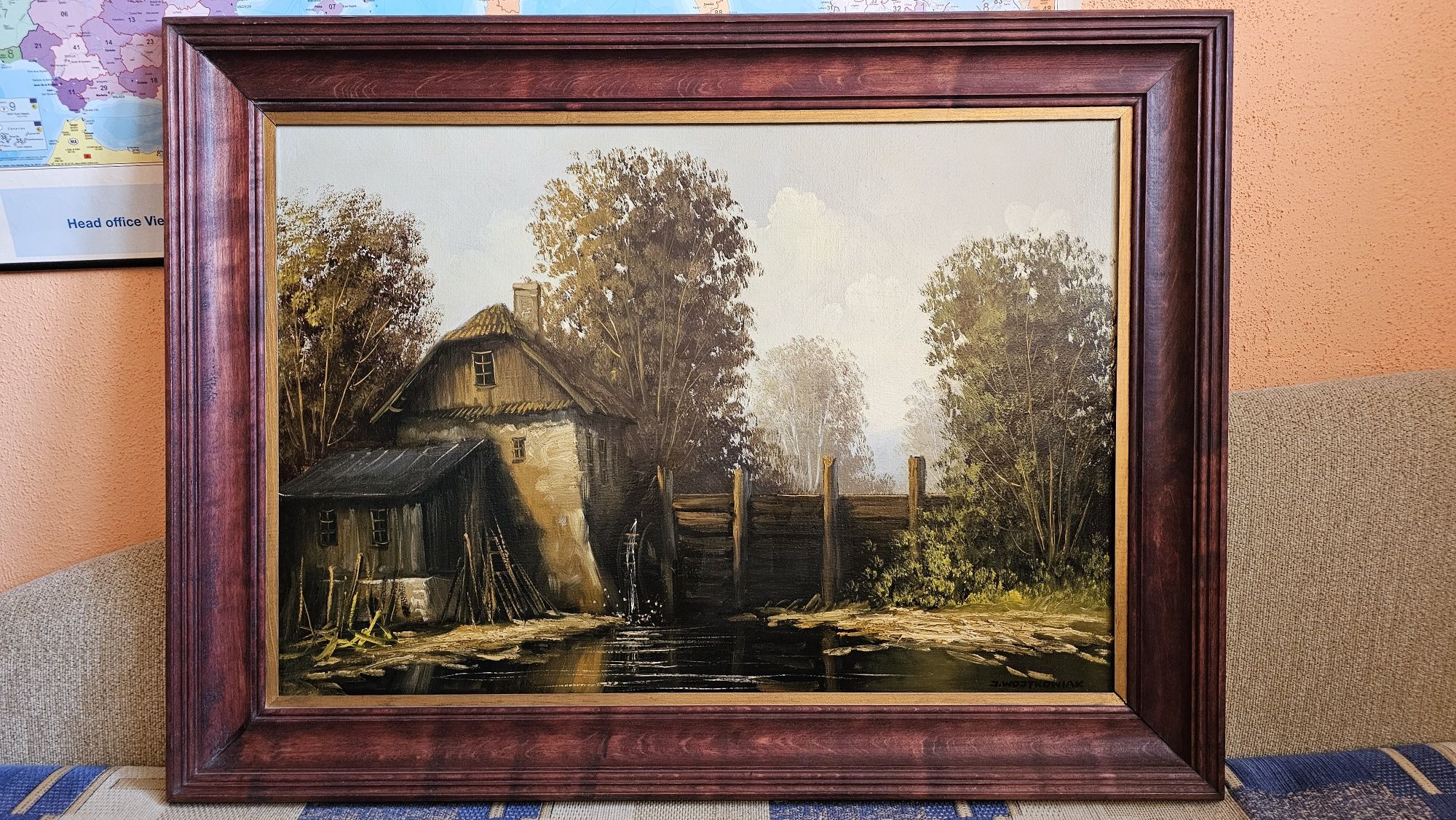 Obraz olejny J. Wojtkowiak wymiar ramy 89x66 cm