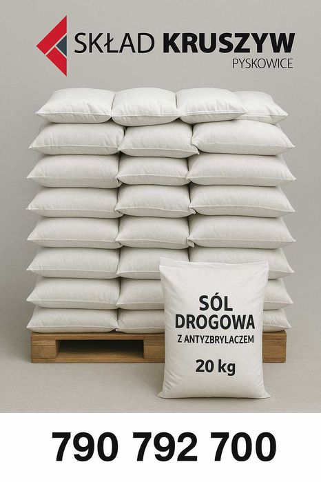 Sól drogowa z antyzbrylaczem na drogi chodniki, podjazdy - worek 20 kg