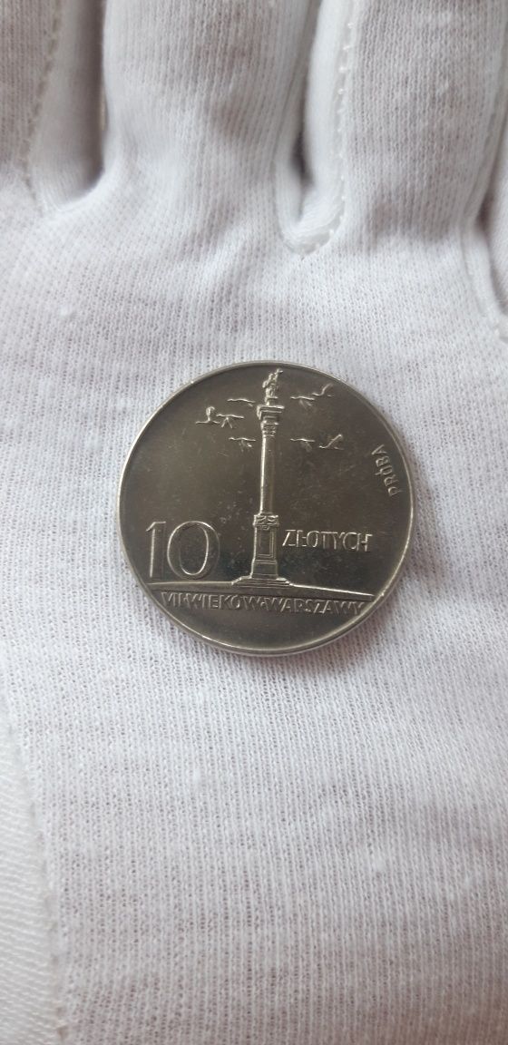 Moneta próbna, proba 10 złotych VII wiekow Warszawy, kolumna Zygmunta