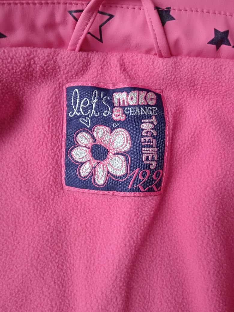 Kurtka wiosenna przeciwdeszczowa dla dziewczynki różowa plaszczyk 122