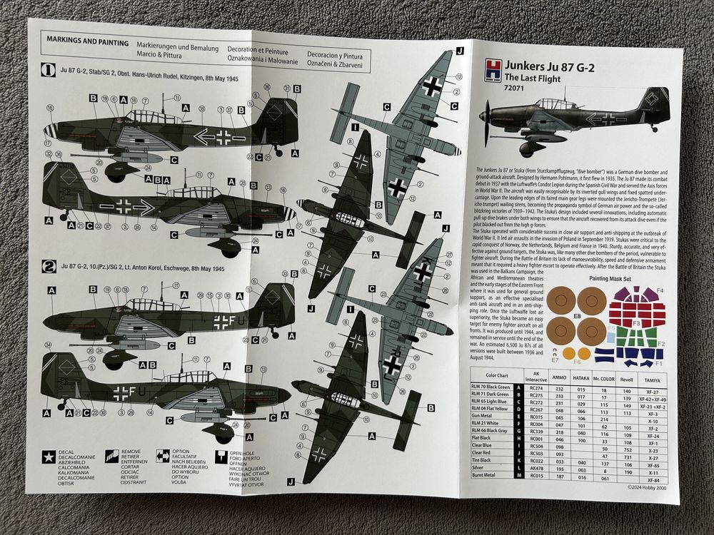 Samolot Junkers Ju 87 G-2 model do sklejania 72071 Hobby2000
