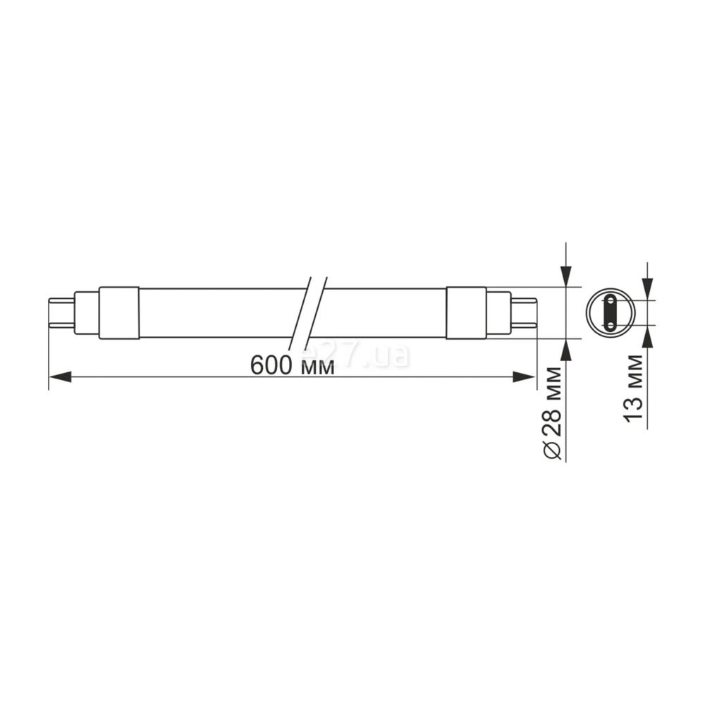 Лампа Videx G 13 T8B 9w 4100k матовая
