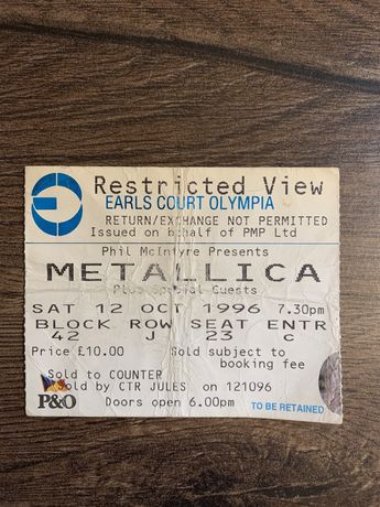 Metallica , Pink Floyd Раритетные билеты на рок концерты