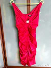 Elegancka czerwona sukienka - rozmiar 36