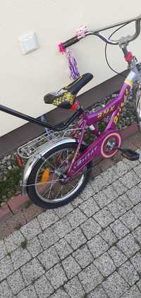 rowerek dla dziecka kola 16 cali z raczka asakuracyjna do nauki jazdy