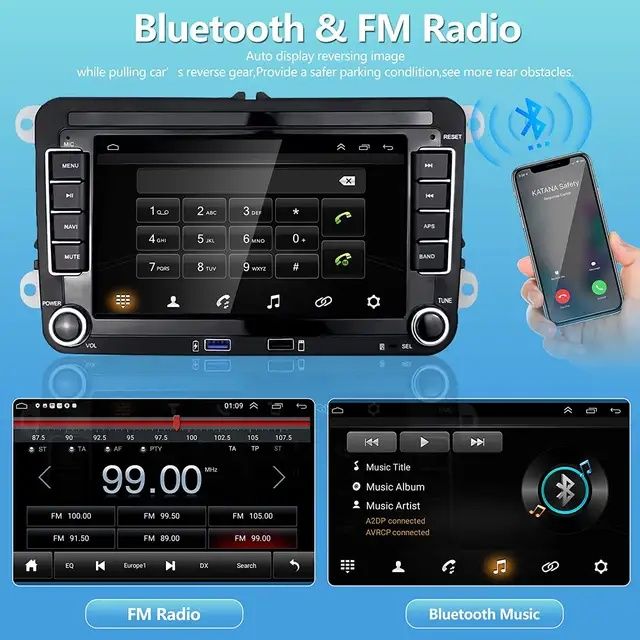Radio android 2din 2/32GB Carplay WiFi Volkswagen Seat Skoda NOVO
