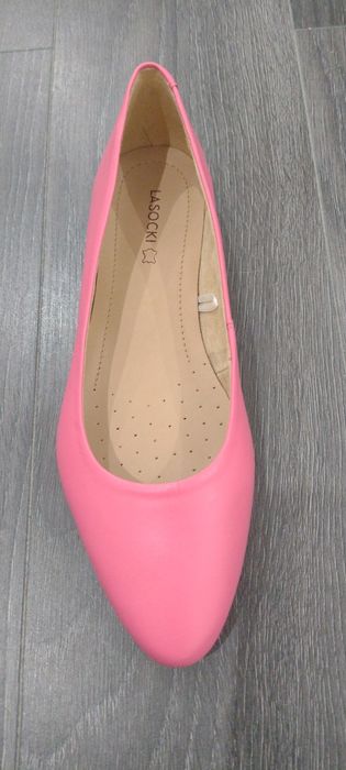 Buty baleriny Lasocki rozmiar 39 różowe skórzane