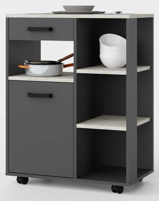 Bufet Kredens Kuchenny Linda Antracyt Zestaw  + Blaty