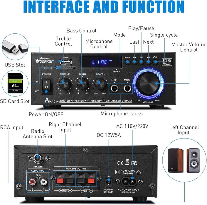 Wzmacniacz HiFi – WOOPKER AK45 Pro wzmacniacz HiFi Stereo 500 W