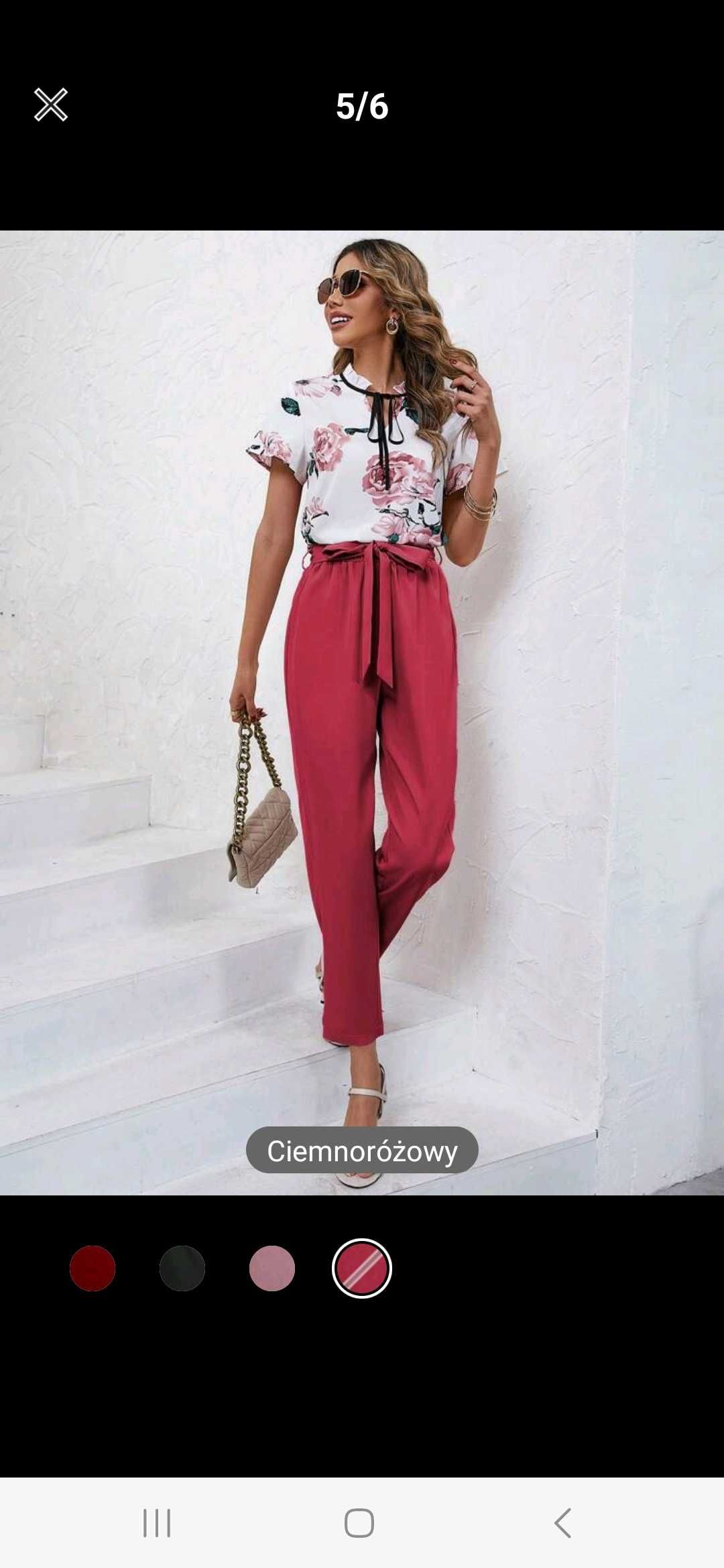 Nowy komplet damski elegancki spodnie koszula t-shirt bluzka 34 xs