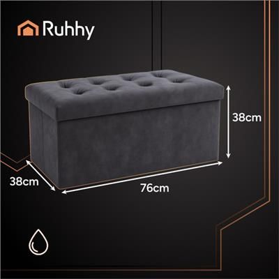 Pufa welurowa szara ze schowkiem 76x38x38cm