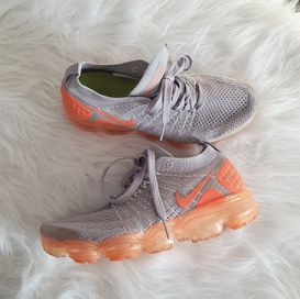 Nike air max vapormax flyknit szare pomarańczowe 37 36 23 cm