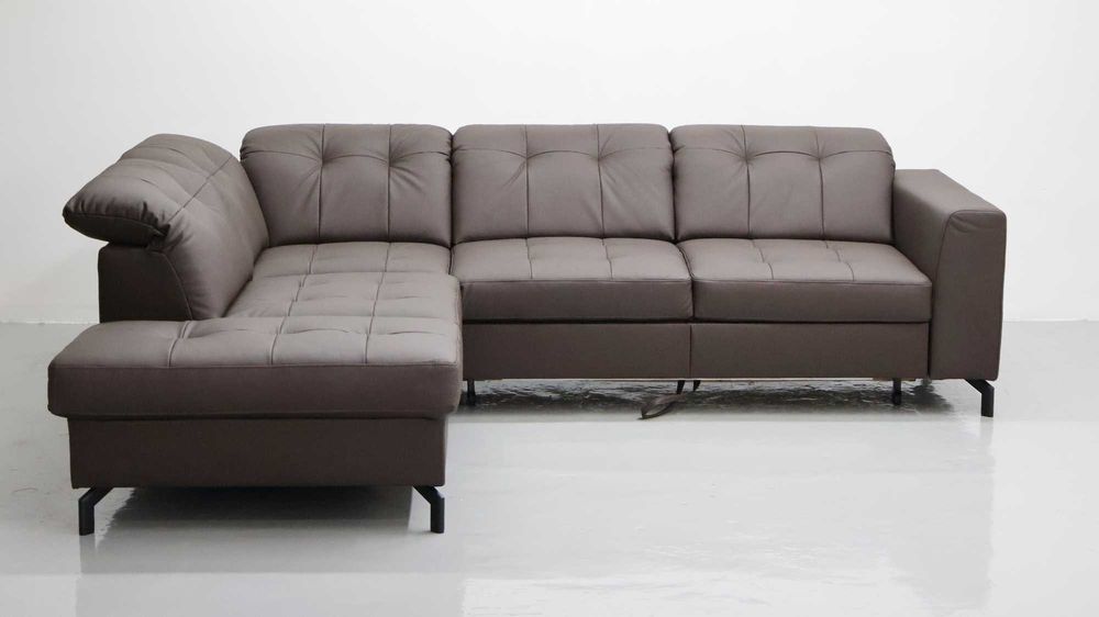 TLK SKÓRA NATURALNA NAROŻNIK funkcja spania SOFA kanapa brązowa salon