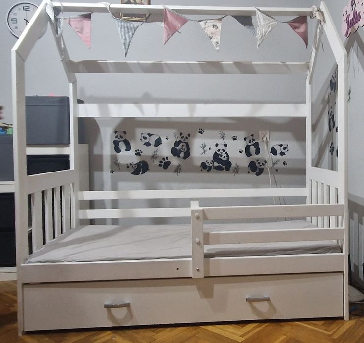 Białe łóżko domek  85*165