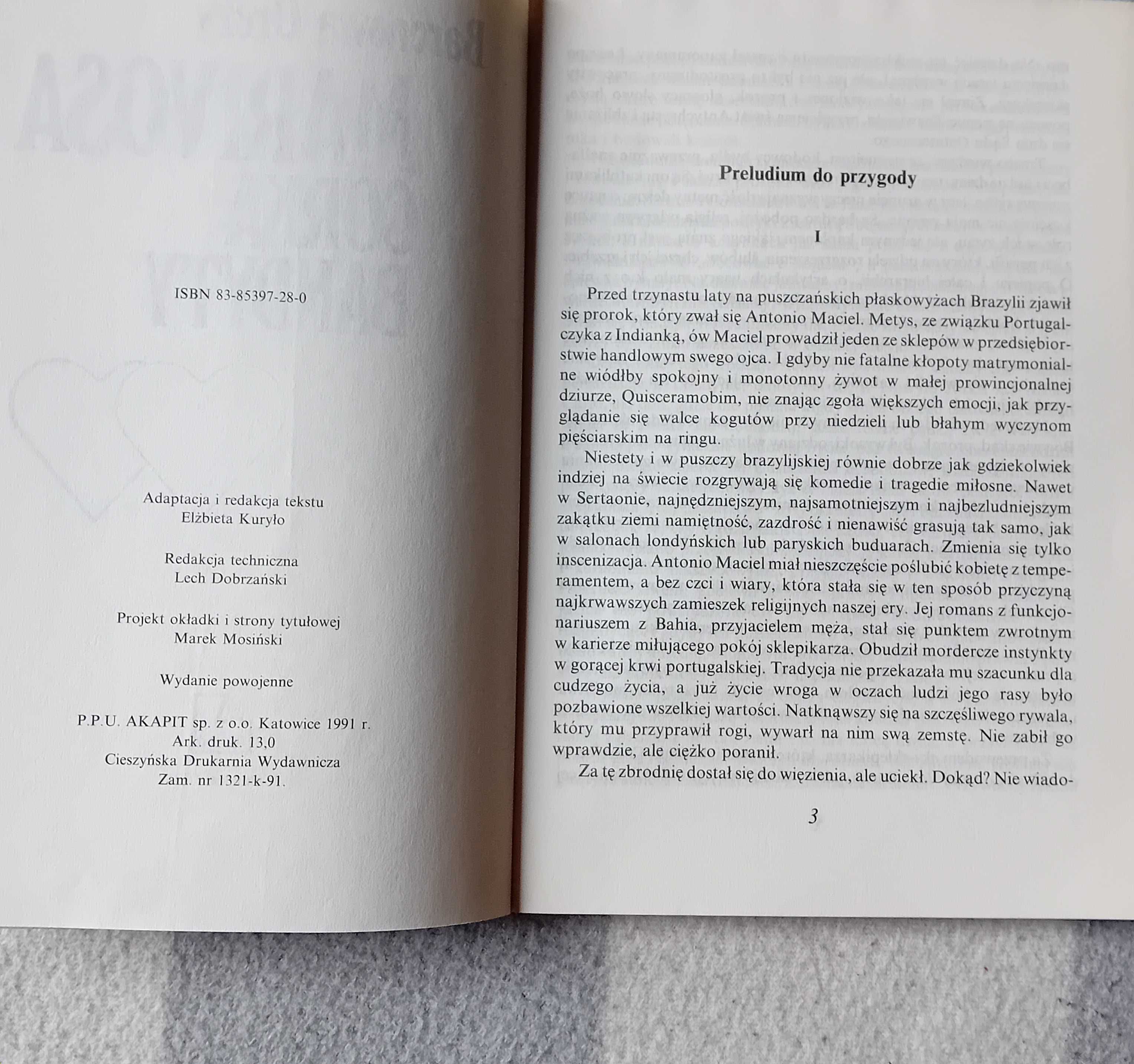 Baronowa Orczy. Marivosa córka bandyty. Akapit,1991r. Wyd. powojenne I