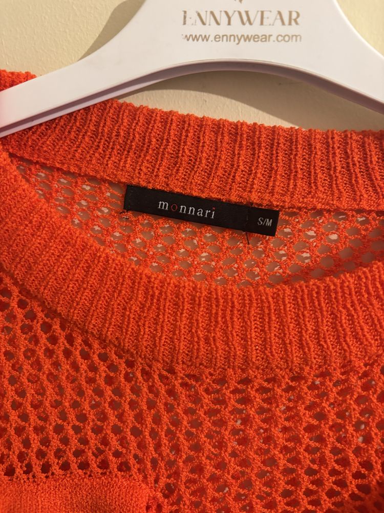 Sweter siateczkowy pomarańczowy Monnari