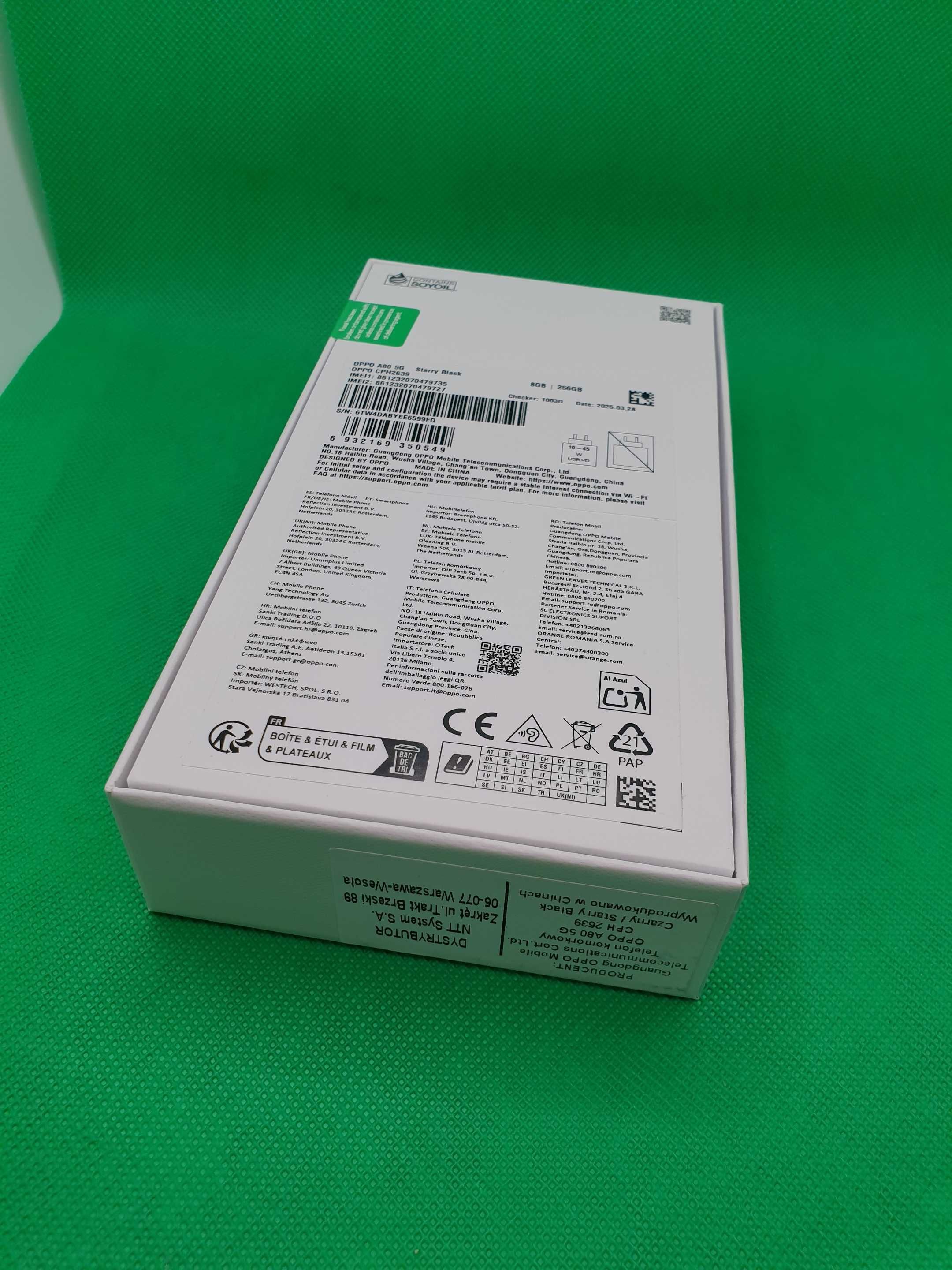 Nowy Oppo A80 5G 8/256GB czarny GW24 PL Salon 4GSM Świdnica
