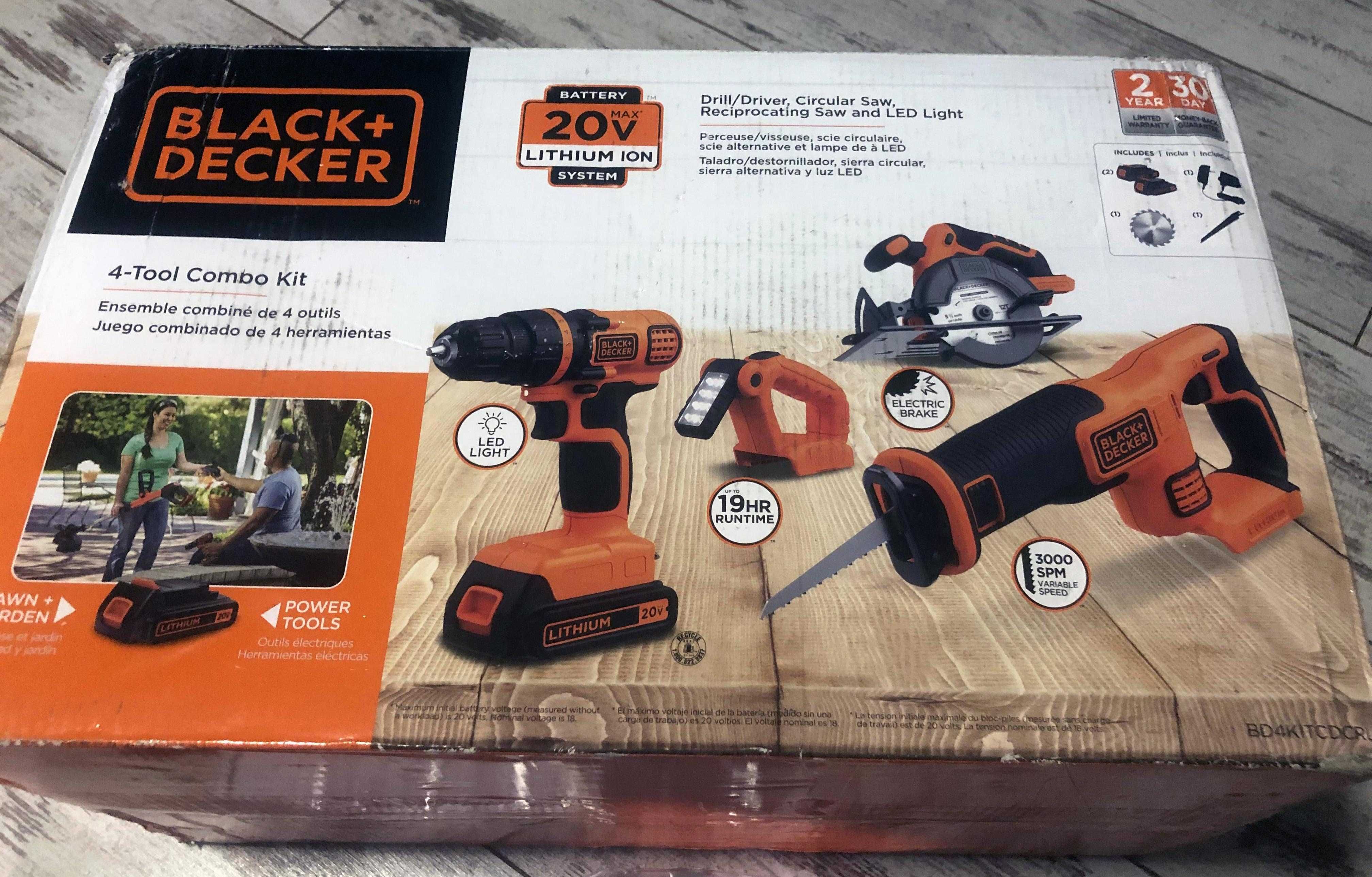 Набір акумуляторного 20В інструменту Black&Decker BD4KITCDCRL з США