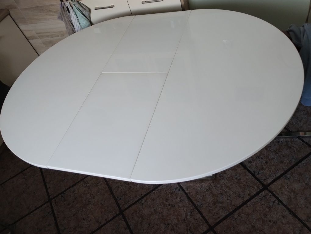 Stół okrągły rozkładany biały 120cm Federico