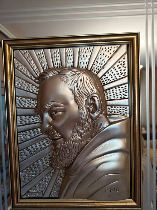 Картина падре Піо, срібло, з Італії