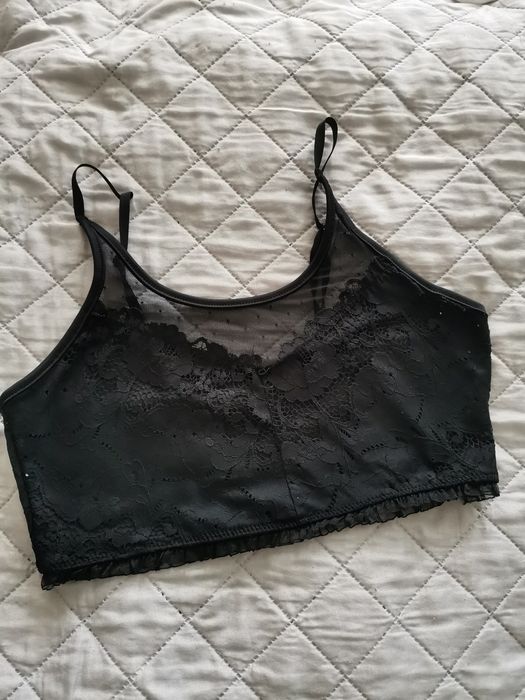 Top gorset Bralet braletka czarny koronka S 36