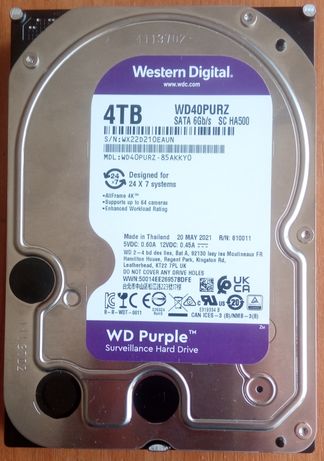 HDD WD Purple 4 Tb WD40PURZ неробочий