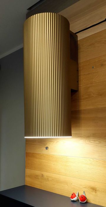 Okap Ciarko Design Monogram. Przyścienny, nowy z ekspo, złoty, tuba.