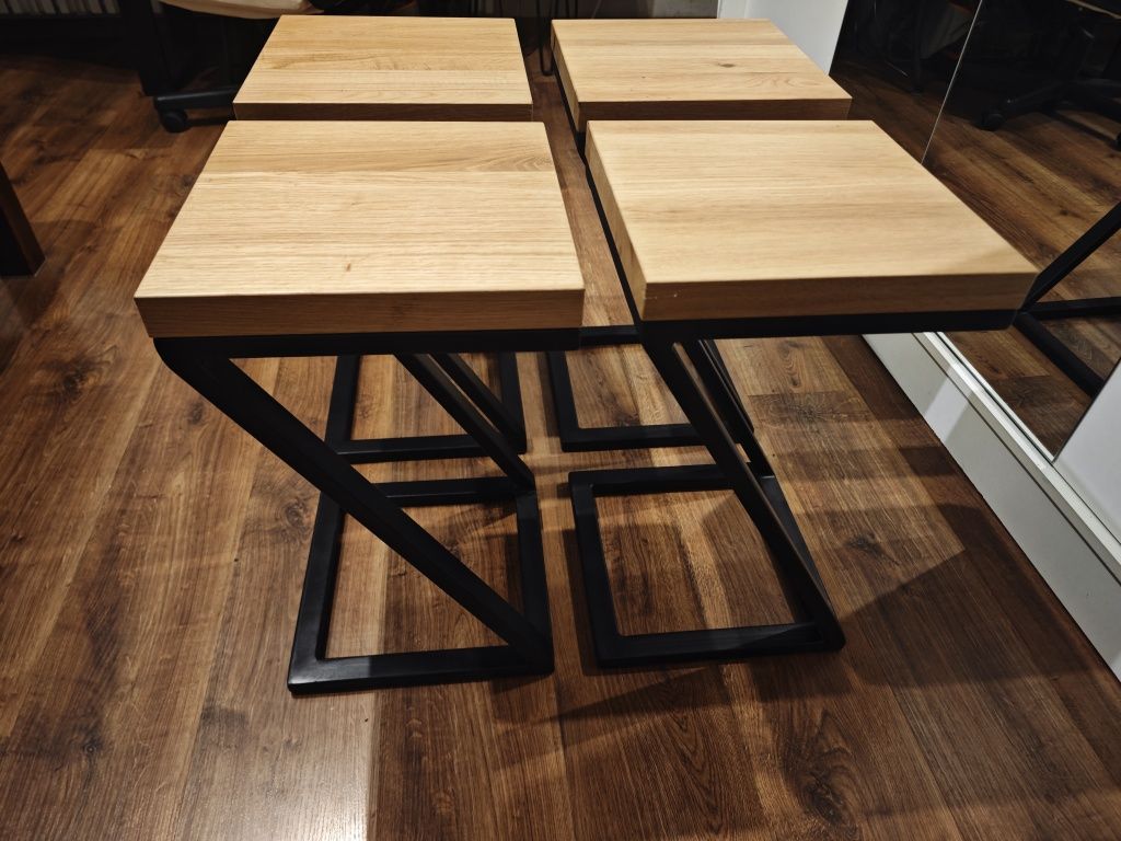 Hokery ZET LOFT komplet 4szt Dąb