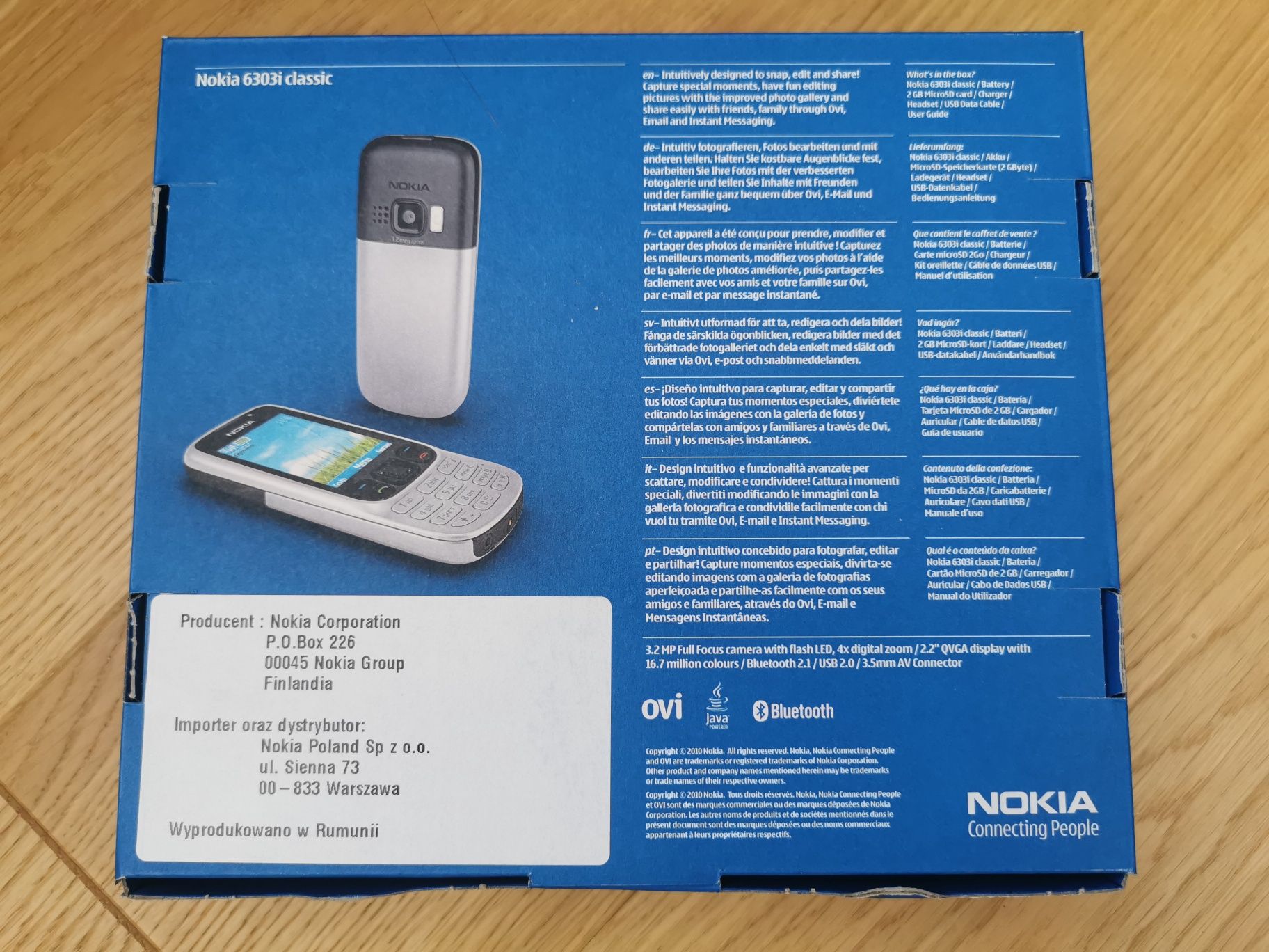 Tylko oryginalna ładowarka i pudełko. Bez telefonu Nokia 6303i