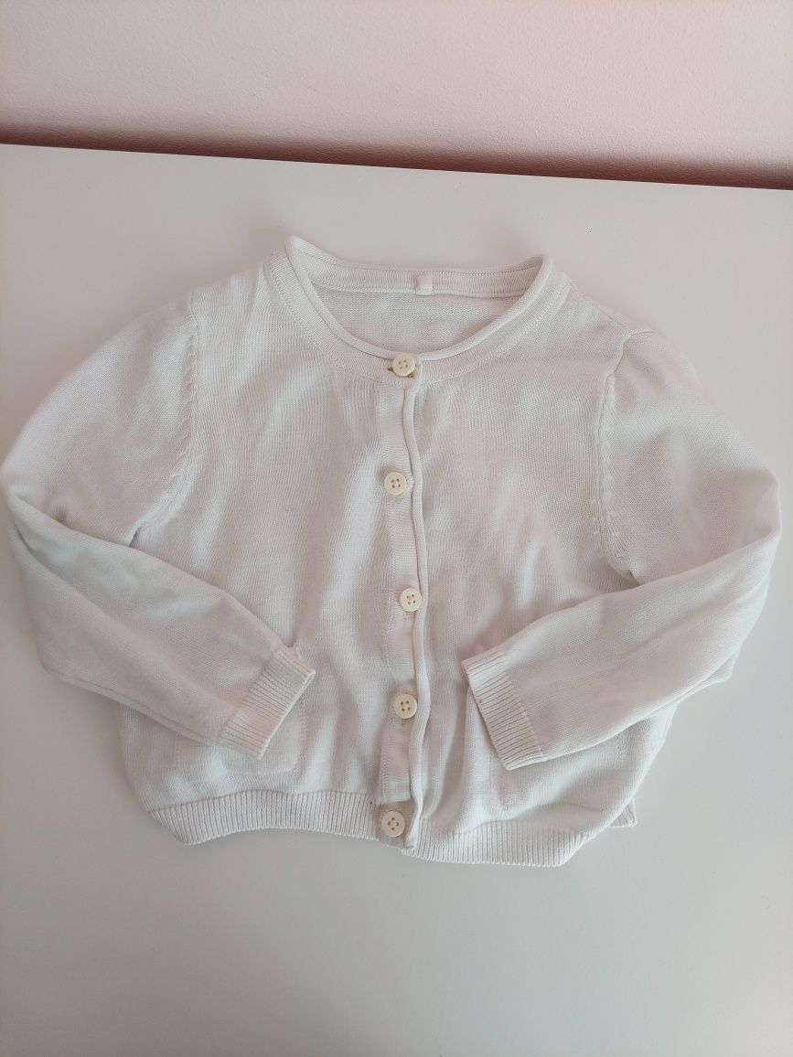 Biały sweterek zapinany m&s 2-3l 92-98cm