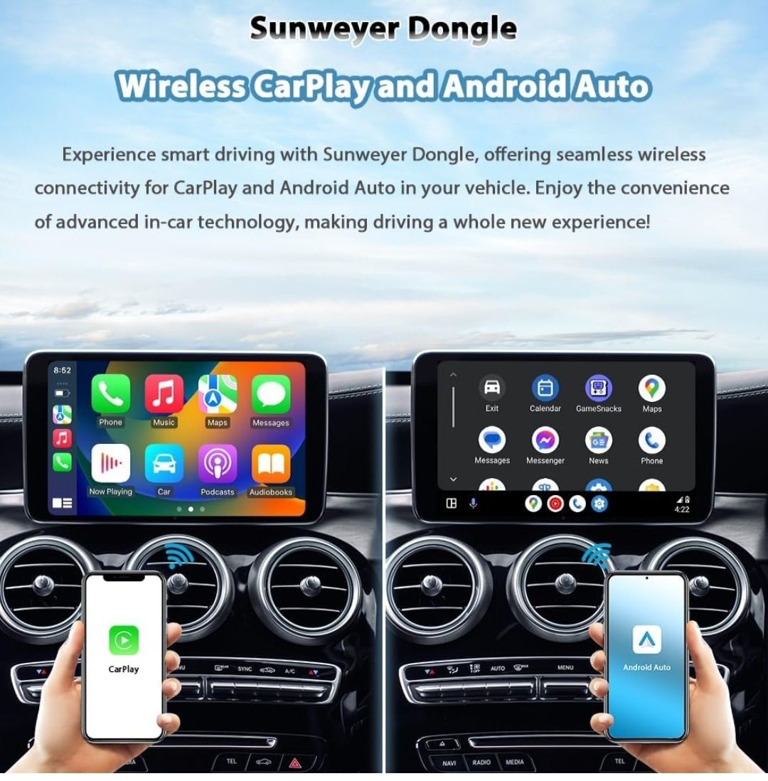 Bezprzewodowy adapter samochodowy CarPlay i Android 2w1